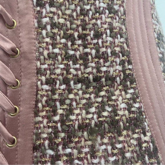 Roberto Cavalli Vintage Bustier Corset Lace Up Top 2005 Pink Tweed Wool Silk 46 - Picture 13 of 13